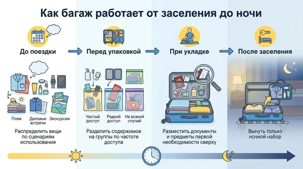 Как багаж работает от заселения до ночи